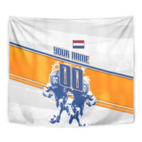 Personalized Netherlands Football Tapestry Dutch Lion Heritage Mascot Flame Swirl