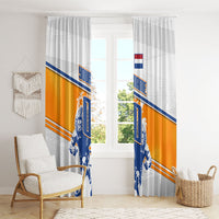 Personalized Netherlands Football Window Curtain Dutch Lion Heritage Mascot Flame Swirl
