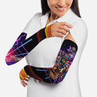 Retro Raccoon Eating Pizza Arm Sleeves 80s Synthwave Pizza Arcade Neon Gaming Aesthetic