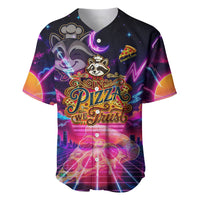Retro Raccoon Eating Pizza Baseball Jersey 80s Synthwave Pizza Arcade Neon Gaming Aesthetic