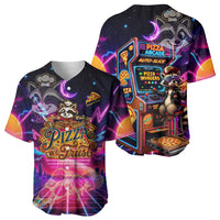 Retro Raccoon Eating Pizza Baseball Jersey 80s Synthwave Pizza Arcade Neon Gaming Aesthetic