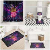 Retro Raccoon Eating Pizza Bathroom Set 80s Synthwave Pizza Arcade Neon Gaming Aesthetic