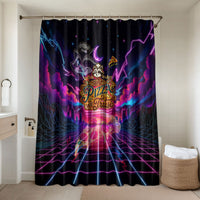 Retro Raccoon Eating Pizza Bathroom Set 80s Synthwave Pizza Arcade Neon Gaming Aesthetic