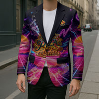 Retro Raccoon Eating Pizza Blazer 80s Synthwave Pizza Arcade Neon Gaming Aesthetic