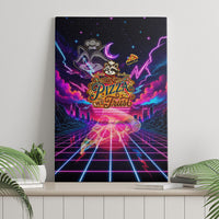 Retro Raccoon Eating Pizza Canvas Wall Art 80s Synthwave Pizza Arcade Neon Gaming Aesthetic