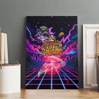 Retro Raccoon Eating Pizza Canvas Wall Art 80s Synthwave Pizza Arcade Neon Gaming Aesthetic