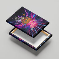 Retro Raccoon Eating Pizza Canvas Wall Art 80s Synthwave Pizza Arcade Neon Gaming Aesthetic