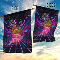 Retro Raccoon Eating Pizza Garden Flag 80s Synthwave Pizza Arcade Neon Gaming Aesthetic