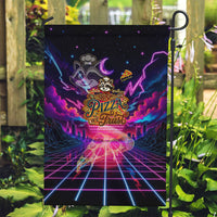 Retro Raccoon Eating Pizza Garden Flag 80s Synthwave Pizza Arcade Neon Gaming Aesthetic