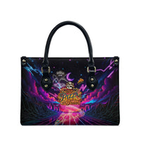 Retro Raccoon Eating Pizza Leather Bag 80s Synthwave Pizza Arcade Neon Gaming Aesthetic