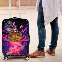 Retro Raccoon Eating Pizza Luggage Cover 80s Synthwave Pizza Arcade Neon Gaming Aesthetic