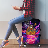 Retro Raccoon Eating Pizza Luggage Cover 80s Synthwave Pizza Arcade Neon Gaming Aesthetic