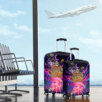 Retro Raccoon Eating Pizza Luggage Cover 80s Synthwave Pizza Arcade Neon Gaming Aesthetic