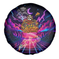 Retro Raccoon Eating Pizza Spare Tire Cover 80s Synthwave Pizza Arcade Neon Gaming Aesthetic
