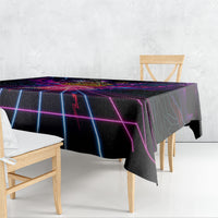 Retro Raccoon Eating Pizza Tablecloth 80s Synthwave Pizza Arcade Neon Gaming Aesthetic