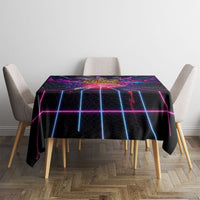 Retro Raccoon Eating Pizza Tablecloth 80s Synthwave Pizza Arcade Neon Gaming Aesthetic