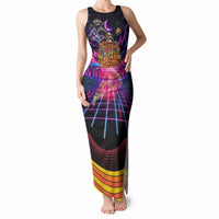 Retro Raccoon Eating Pizza Tank Maxi Dress 80s Synthwave Pizza Arcade Neon Gaming Aesthetic