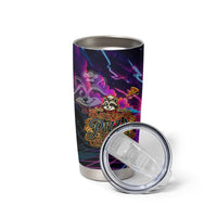 Retro Raccoon Eating Pizza Tumbler Cup 80s Synthwave Pizza Arcade Neon Gaming Aesthetic