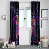 Retro Raccoon Eating Pizza Window Curtain 80s Synthwave Pizza Arcade Neon Gaming Aesthetic