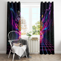 Retro Raccoon Eating Pizza Window Curtain 80s Synthwave Pizza Arcade Neon Gaming Aesthetic