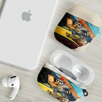 Skateboarding Raccoon Eating Pizza AirPods Case Retro Cartoon Skating Claw Rip Grunge Aesthetic