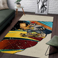 Skateboarding Raccoon Eating Pizza Area Rug Retro Cartoon Skating Claw Rip Grunge Aesthetic