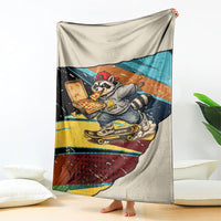 Skateboarding Raccoon Eating Pizza Blanket Retro Cartoon Skating Claw Rip Grunge Aesthetic