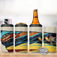 Skateboarding Raccoon Eating Pizza 4 in 1 Can Cooler Tumbler Retro Cartoon Skating Claw Rip Grunge Aesthetic