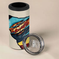 Skateboarding Raccoon Eating Pizza 4 in 1 Can Cooler Tumbler Retro Cartoon Skating Claw Rip Grunge Aesthetic