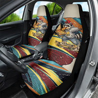 Skateboarding Raccoon Eating Pizza Car Seat Cover Retro Cartoon Skating Claw Rip Grunge Aesthetic