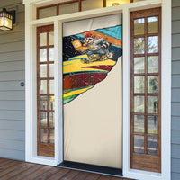 Skateboarding Raccoon Eating Pizza Door Cover Retro Cartoon Skating Claw Rip Grunge Aesthetic
