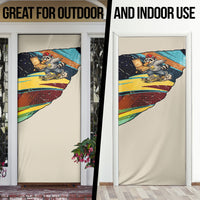 Skateboarding Raccoon Eating Pizza Door Cover Retro Cartoon Skating Claw Rip Grunge Aesthetic