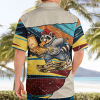 Skateboarding Raccoon Eating Pizza Hawaiian Shirt Retro Cartoon Skating Claw Rip Grunge Aesthetic