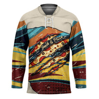 Skateboarding Raccoon Eating Pizza Hockey Jersey Retro Cartoon Skating Claw Rip Grunge Aesthetic