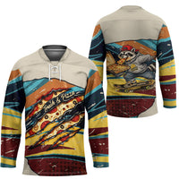 Skateboarding Raccoon Eating Pizza Hockey Jersey Retro Cartoon Skating Claw Rip Grunge Aesthetic