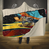 Skateboarding Raccoon Eating Pizza Hooded Blanket Retro Cartoon Skating Claw Rip Grunge Aesthetic