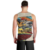 Skateboarding Raccoon Eating Pizza Men Tank Top Retro Cartoon Skating Claw Rip Grunge Aesthetic