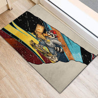 Skateboarding Raccoon Eating Pizza Rubber Doormat Retro Cartoon Skating Claw Rip Grunge Aesthetic