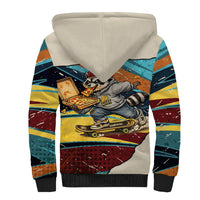 Skateboarding Raccoon Eating Pizza Sherpa Hoodie Retro Cartoon Skating Claw Rip Grunge Aesthetic