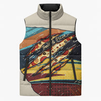 Skateboarding Raccoon Eating Pizza Sleeveless Puffer Jacket Retro Cartoon Skating Claw Rip Grunge Aesthetic