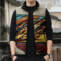 Skateboarding Raccoon Eating Pizza Sleeveless Puffer Jacket Retro Cartoon Skating Claw Rip Grunge Aesthetic