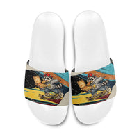 Skateboarding Raccoon Eating Pizza Slide Sandals Retro Cartoon Skating Claw Rip Grunge Aesthetic