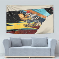 Skateboarding Raccoon Eating Pizza Tapestry Retro Cartoon Skating Claw Rip Grunge Aesthetic