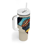 Skateboarding Raccoon Eating Pizza Tumbler With Handle Retro Cartoon Skating Claw Rip Grunge Aesthetic