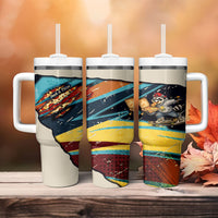 Skateboarding Raccoon Eating Pizza Tumbler With Handle Retro Cartoon Skating Claw Rip Grunge Aesthetic