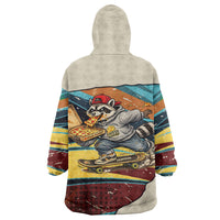 Skateboarding Raccoon Eating Pizza Wearable Blanket Hoodie Retro Cartoon Skating Claw Rip Grunge Aesthetic