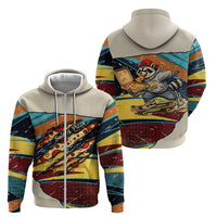 Skateboarding Raccoon Eating Pizza Zip Hoodie Retro Cartoon Skating Claw Rip Grunge Aesthetic