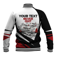 Personalized Tuskegee Airmen Baseball Jacket Red Tails P-51 Mustang WWII Aviation Never Quit