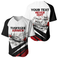 Personalized Tuskegee Airmen Baseball Jersey Red Tails P-51 Mustang WWII Aviation Never Quit