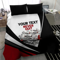 Personalized Tuskegee Airmen Bedding Set Red Tails P-51 Mustang WWII Aviation Never Quit